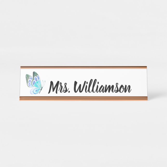 Porte-nom Pour Bureau Papillon professionnel de l'enseignant (Devant)