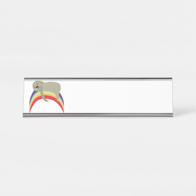 Porte-nom Pour Bureau Paresse sur l'arc-en-ciel (Devant)