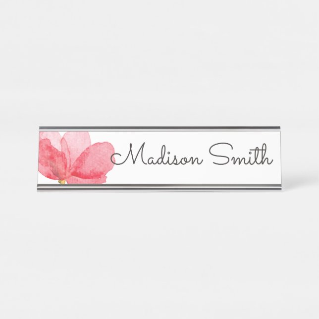 Porte-nom Pour Bureau Peinture florale aquarelle (Devant)