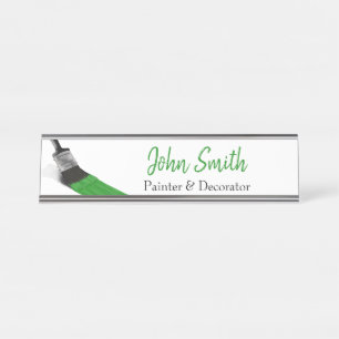Porte-nom Pour Bureau Peinture Peintre Service Société Pinceau vert