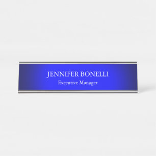 Porte-nom Pour Bureau Personnalisé minimaliste bleu ajouter votre nom