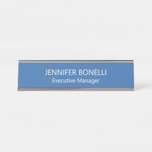 Porte-nom Pour Bureau Personnalisé minimaliste bleu ajoutez votre nom