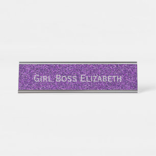 Porte-nom Pour Bureau Personnalisée Parties scintillant violet argent f