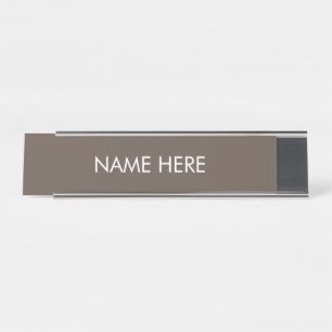 Porte-nom Pour Bureau personnaliser, modifier le nom texte brun blanc