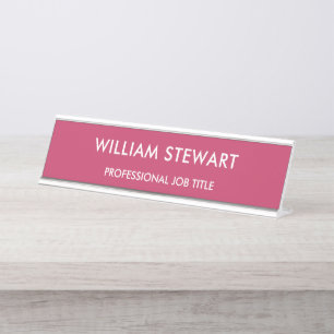 Porte-nom Pour Bureau Personnel Professionnel Minimaliste Hot Pink