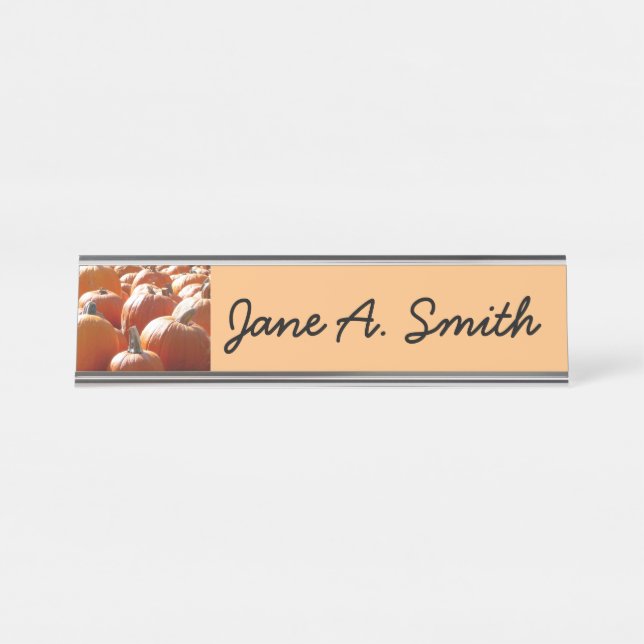 Porte-nom Pour Bureau Photo citrouille pour automne, Halloween ou Thanks (Devant)