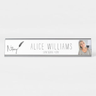 Porte-nom Pour Bureau Photo Noir & Blanc Moderne Minimaliste