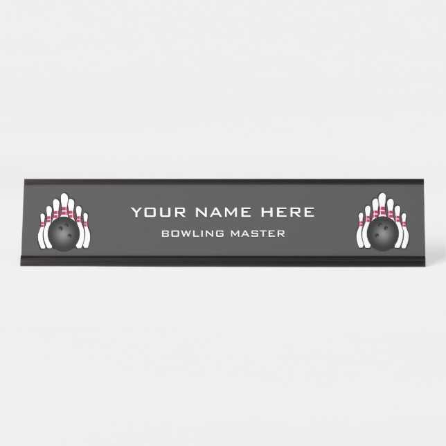 Porte-nom Pour Bureau Pins et balles de bowling (Devant)