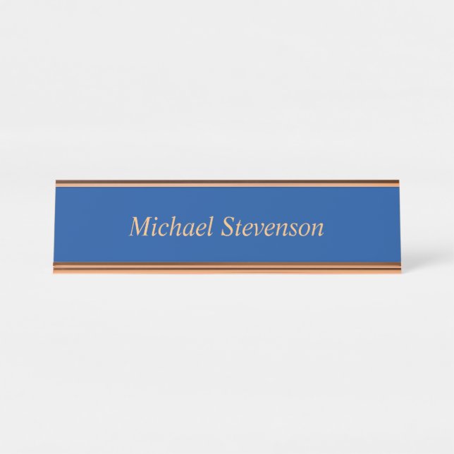 Porte-nom Pour Bureau Plaine moderne minimaliste bleu profond (Devant)