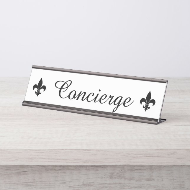 Porte-nom Pour Bureau Plat de bureau de signe de concierge (Devant)