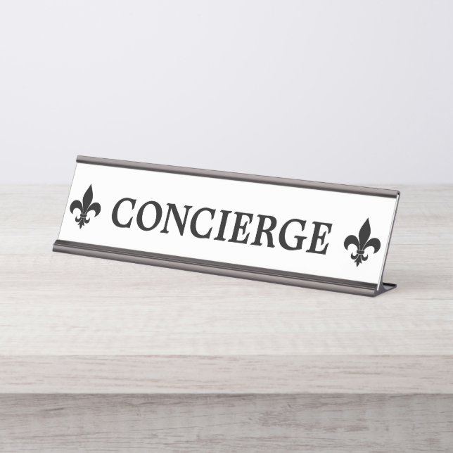 Porte-nom Pour Bureau Plat de bureau de signe de concierge (Devant)