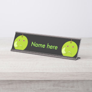 Porte-nom Pour Bureau Pomme maléfique avec Scar Halloween Panneau de bur