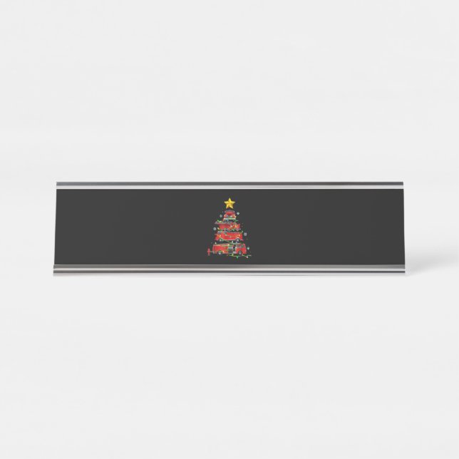 Porte-nom Pour Bureau Pompier Camion Arbre de Noël Hommes Femmes (Devant)