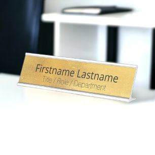 Porte-nom Pour Bureau Porte Patinée en laiton d'antiquité or + noir pe