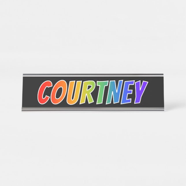 Porte-nom Pour Bureau Prénom "COURTNEY" : Coloration d'arc-en-ciel (Devant)