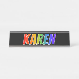 Porte-nom Pour Bureau Prénom "KAREN" : Coloration d'arc-en-ciel