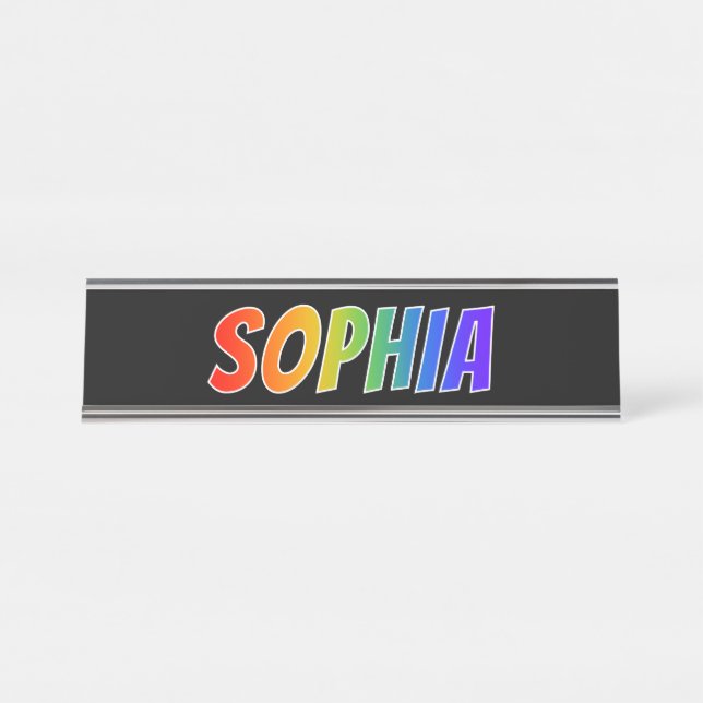 Porte-nom Pour Bureau Prénom "SOPHIA" : Fun Rainbow Coloring (Devant)