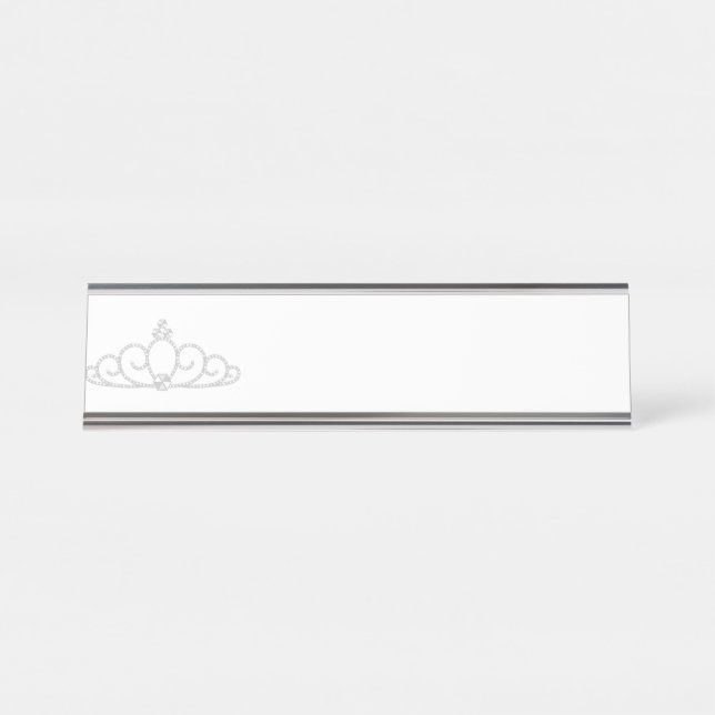 Porte-nom Pour Bureau Princesse argentée Crown (Devant)
