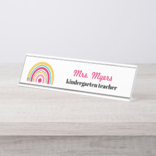 Porte-nom Pour Bureau Professeur de maternelle arc-en-ciel