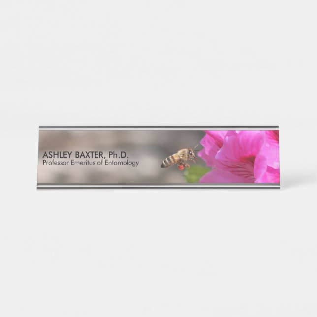 Porte-nom Pour Bureau Professeur Entomologie Insectes BeeKeeper Hobbyist (Devant)