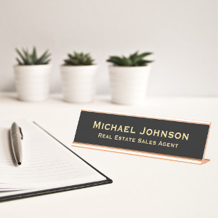 Porte-nom Pour Bureau Professional Classy Modern Black Gold Office Titre