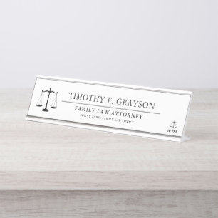 Porte-nom Pour Bureau Professionnel de droit Personnalisé Blanc