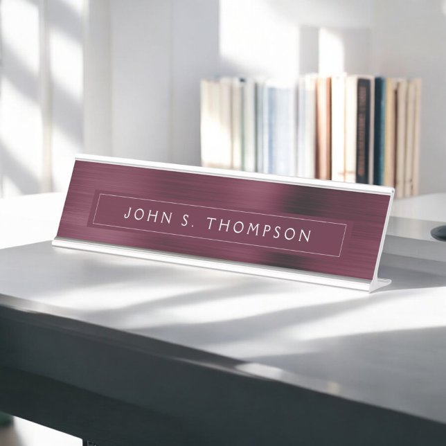 Porte-nom Pour Bureau Professionnel exécutif Bourgogne Moderne (Créateur téléchargé)