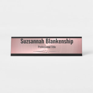 Porte-nom Pour Bureau Professionnel Faux Rose Metallic Personnalisé
