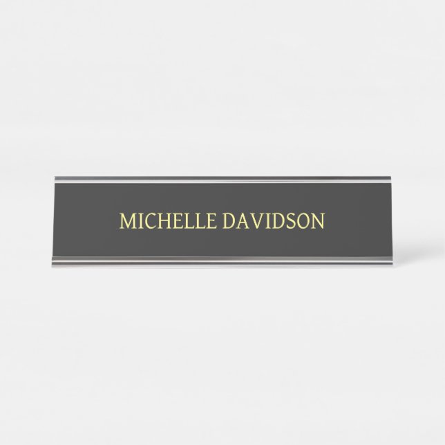 Porte-nom Pour Bureau Professionnel minimaliste moderne gris clair (Devant)