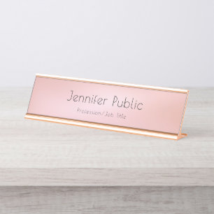 Porte-nom Pour Bureau Professionnel moderne de modèle d'or rose éléga