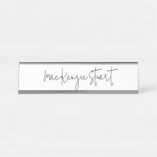 Porte-nom Pour Bureau Professionnel Noir Blanc Simple