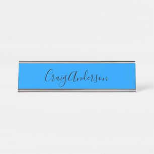 Porte-nom Pour Bureau Professionnel Plain Moderne Élégant Bleu Clair Chi