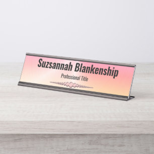 Porte-nom Pour Bureau Professionnel rose et orange Faux métal personnal