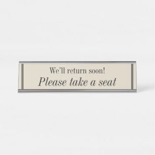 Porte-nom Pour Bureau Propre, élégant "S'il vous plaît prenez place"