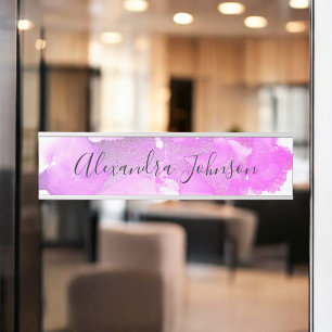 Porte-nom Pour Bureau Purple et rose Foil Wash Girl