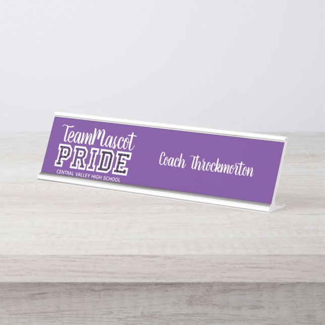 Porte-nom Pour Bureau Purple School Pride Mascot Nom du bureau (Devant)