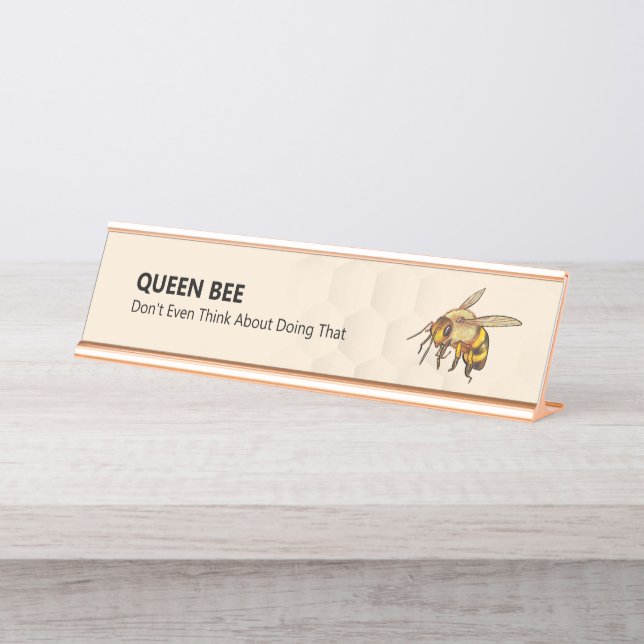 Porte-nom Pour Bureau Queen Bee and Honeypeb Watermark Gold Desk (Devant)