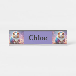 Porte-nom Pour Bureau Rainbow Unicorn Guinea Pig,