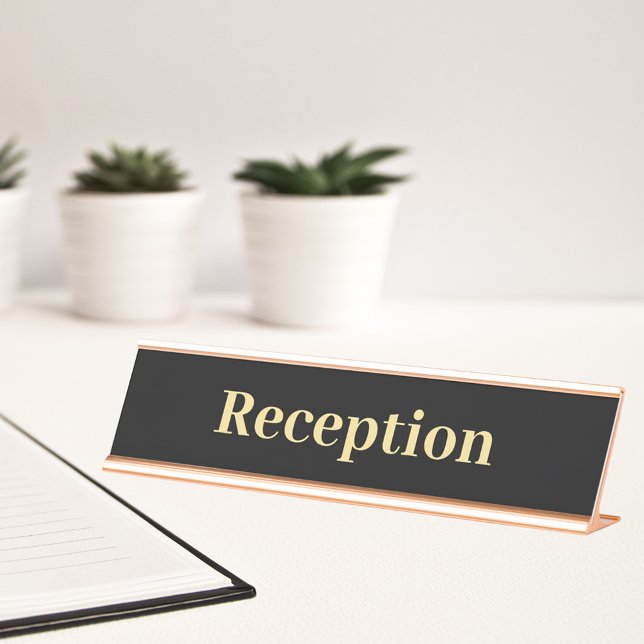 Porte-nom Pour Bureau Réception de bureau moderne Black Gold Professiona (Modern Black Gold Professional Office Reception Desk Name Plate)