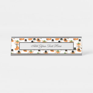 Porte-nom Pour Bureau Renard Orange Automne Arbres Forêt Lunettes Hipste