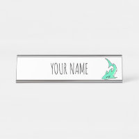 requin souriant de dessin animé bleu vert menthe o