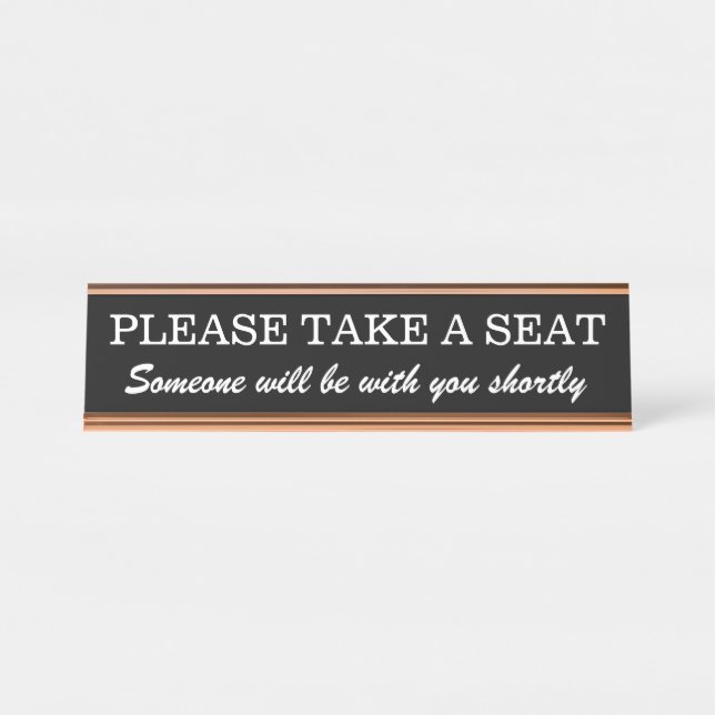 Porte-nom Pour Bureau Respectable "S'IL VOUS PLAÎT PRENDRE PLACE" (Devant)