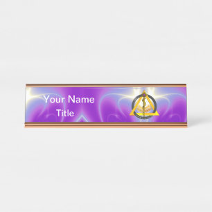 Porte-nom Pour Bureau RODE DU SYMBOLE DENTISTE ASCLEPIUS, Violet