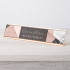 Rose gold glitter white marble geometric