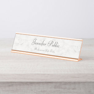 Porte-nom Pour Bureau Rose Marbre blanc Gold Modèle professionnel