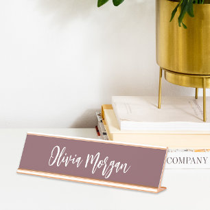 Porte-nom Pour Bureau Script Cursif À Croquis De Plum Bourgogne