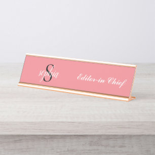 Porte-nom Pour Bureau Script de nom de monogramme moderne élégant et r