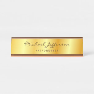 Porte-nom Pour Bureau Script d'écriture professionnelle couleur or