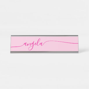 Porte-nom Pour Bureau Signature Glam Rose Chaud