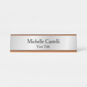 Porte-nom Pour Bureau Silver Grey Professionnel Unique Classique Simple